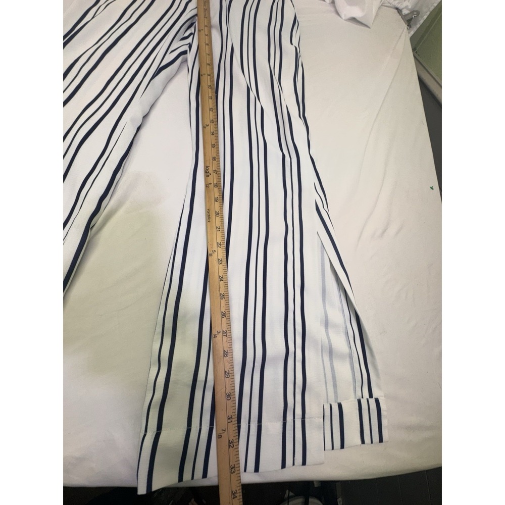 Boston Proper Trouser Pants Womens Size 4 Striped Side Slit Navy White Office - Picture 3 of 7